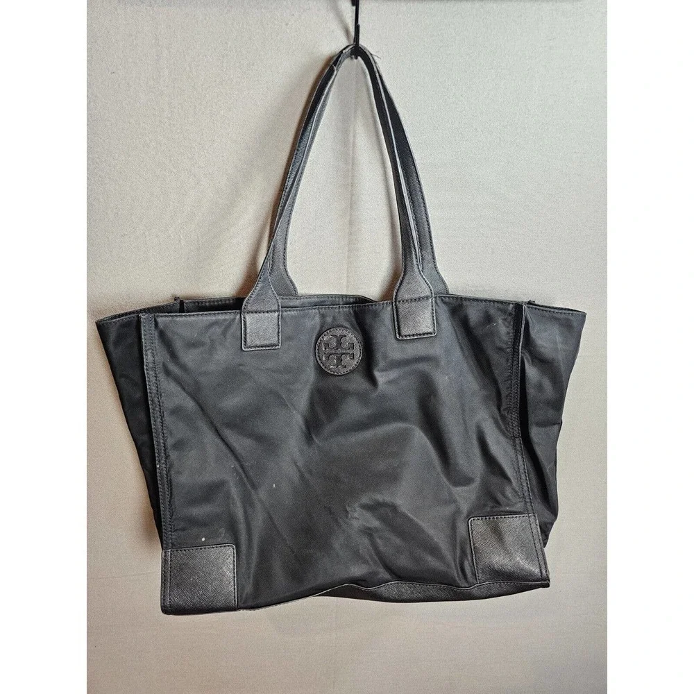 Tory Burch Ella Nylon LOGO Packable Tote BLACK